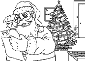 coloriage le pere noel lit la lettre du petit garcon